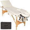 Tectake Table de massage pliante 3 Zones Bois, cosmétique, portable - beige