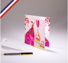 Carte double Comme un rêve créée et imprimée en France sur papier certifié PEFC - Cœurs et fleurs