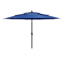 Vidaxl parasol à 3 niveaux avec mât en aluminium bleu azuré 3 5 m
