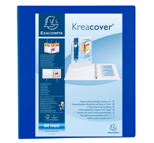 Classeur personnalisable Kreacover A4 Maxi 4 Ax Diam 40mm Dos 60 mm Bleu EXACOMPTA