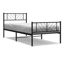 vidaXL Cadre de lit métal avec tête de lit/pied de lit noir 90x190 cm