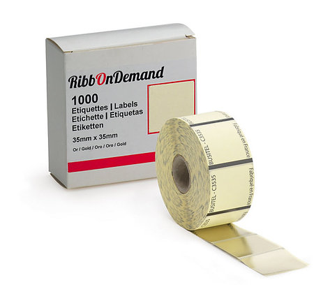 Étiquette carrée adhésive or 35 x 35 mm pour imprimante RibbOnDemand