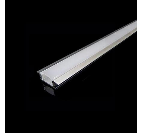 Profilé aluminium encastré 2m avec couvercle blanc opaque - silamp