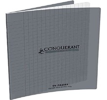CONQUERANT Cahier 170 x 220 mm, séyès, gris  reliure piqûre, 96 pages, couverture polypro
