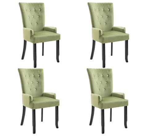Vidaxl chaises à manger et accoudoirs lot de 4 vert clair velours