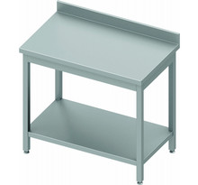 Table inox adossée avec etagère - gamme 800 - stalgast - à monter1800x800