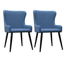 Vidaxl chaises à manger 2 pièces bleu tissu