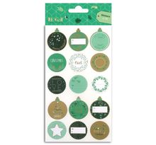 15 stickers pour emballage cadeau Or et Vert