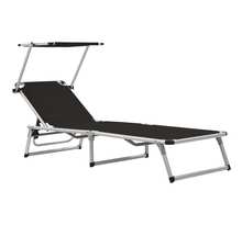 vidaXL Chaise longue pliable avec toit Aluminium et textilène Noir