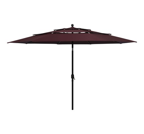 Vidaxl parasol à 3 niveaux avec mât en aluminium bordeaux 3 5 m