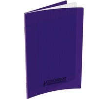 Cahier 48 pages seyès 90 g  couverture polypropylène violet  format 17 x 22 cm  CONQUERANT