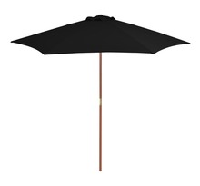 Vidaxl parasol d'extérieur avec mât en bois noir 270 cm