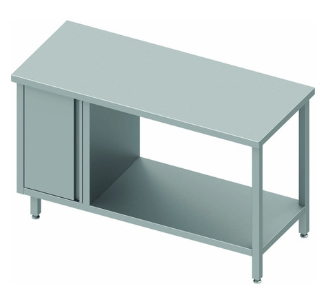 Table inox cuisine professionnelle - porte à gauche & 1 etagère - gamme 800 - stalgast - 1300x800 x800xmm