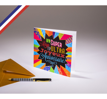 Carte double En Lettres d'Or créée et imprimée en France - Anniversaire multicolore et multi-motifs