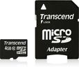 Carte mémoire Micro Secure Digital (micro SD) Transcend 4 Go SDHC Class 10 avec adaptateur