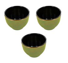 3 tasses en fonte vert et bronze - 0 15 L