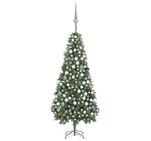 vidaXL Arbre de Noël artificiel pré-éclairé/boules pommes de pin 210cm