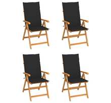 Vidaxl chaises de jardin 4 pcs avec coussins noir bois de teck massif