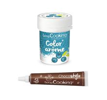 Colorant alimentaire bleu arôme myrtille + stylo chocolat