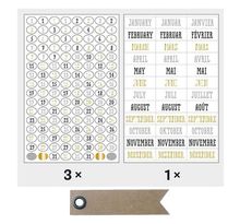 420 stickers dates bullet journal noir-gris-doré + 20 étiquettes kraft fanion