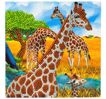 Kit carte broderie diamant 18x18cm girafe