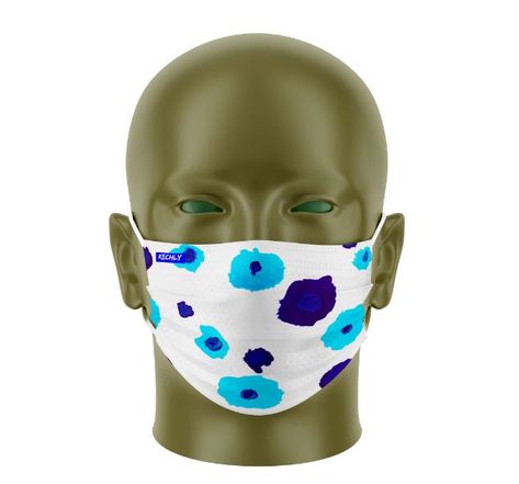 Masque Bandeau - Mono-Couche - Fleurs Bleues - Masque tissu lavable 50 fois