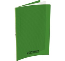 Cahier 96 pages seyès 90 g  couverture polypropylène vert  format 24 x 32 cm CONQUERANT