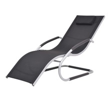 Vidaxl chaise longue avec oreiller aluminium et textilène noir