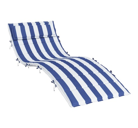 vidaXL Coussin de chaise longue rayures bleues/blanches 180x60x3 cm