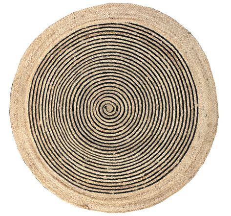 Tapis rond en jute et coton noir diamètre 120 cm
