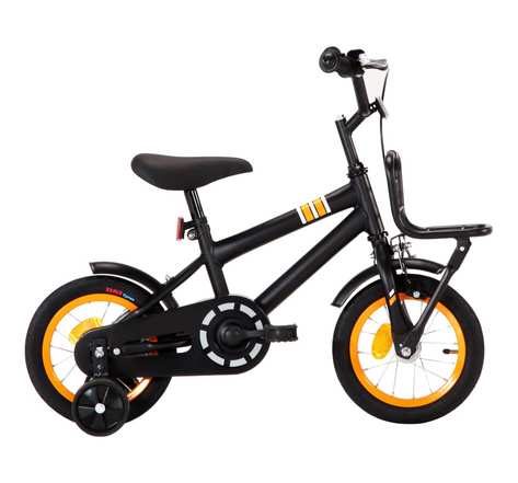 Vidaxl vélo d'enfant avec porte-bagages avant 12 pouces noir et orange