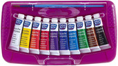 Boite en plastique de 10 tubes de Gouache de couleurs + pinceau LEFRANC BOURGEOIS