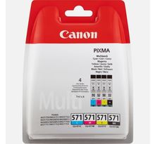 Canon Pack Cartouches INK CLI-571 (Cyan, Magenta, Jaune, Noir Photo) Sans Blister sécurisé