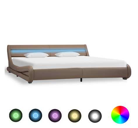 vidaXL Cadre de lit avec LED Cappuccino Similicuir 180x200 cm