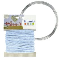 Fil à tricotin bleu clair 5 mm x 5 m + fil d'aluminium