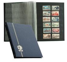 PERFECTA : Classeur fixe pour timbres (Petit modèle-Pages Noires-16p. Bleu)