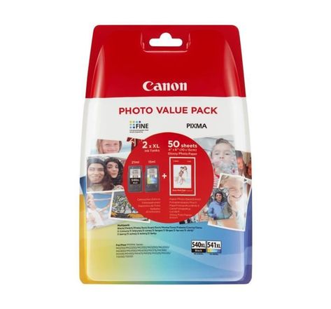 Canon pack de 2 cartouches pg-540xl/cl-541xl - 3 couleurs + noir - xl