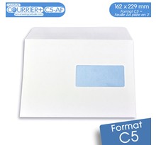 Lot de 50 enveloppes blanches c5 avec fenêtre - gamme courrier+