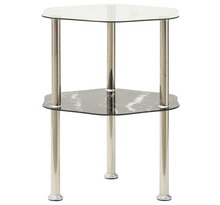 322792 vidaxl 2-tier side table transparent & black 38x38x50cm tempered glass