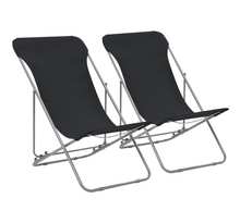 Vidaxl chaises de plage pliables 2 pièces acier et tissu oxford noir