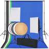 vidaXL Kit de studio 5 toiles de fond colorées et 2 boîtes à lumière