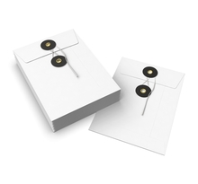Lot de 20 enveloppes blanche + noir à rondelle et ficelle 162x114