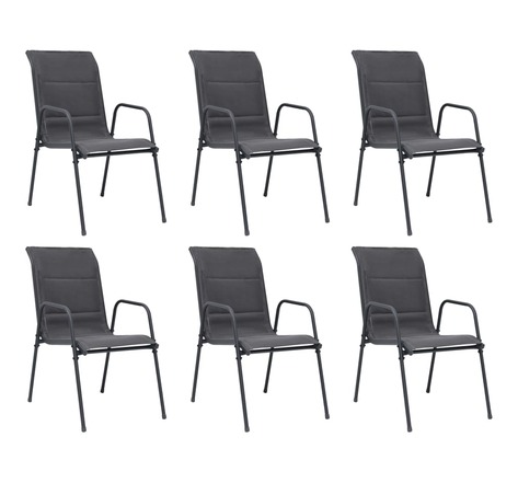 Vidaxl chaises empilables de jardin 6pcs acier et textilène anthracite