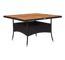 Vidaxl table d'extérieur noir résine tressée et bois d'acacia solide