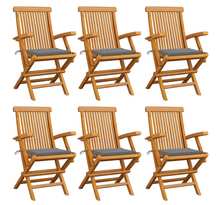 Vidaxl chaises de jardin avec coussins gris 6 pcs bois de teck massif