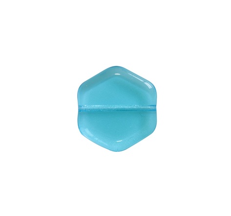 DIY - 10 Perles Vintage en Verre Hexagone 16 x 15mm  - Aquamarine