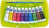 Boite en plastique de 10 tubes de Gouache de couleurs + pinceau LEFRANC BOURGEOIS