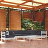 vidaXL Salon de jardin 9 Pièces avec coussins blanc bois de pin solide