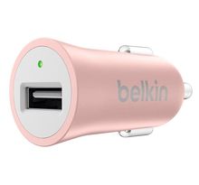 Belkin mini chargeur allume cigare 2 4a  5v  12w - or/ rose métal