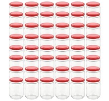 Vidaxl 48 pièces pots à confiture avec couvercle rouge verre 230 ml